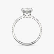 Emerald Cut - Pave Band - 6 Prong Classic Ring - 18 K Gold